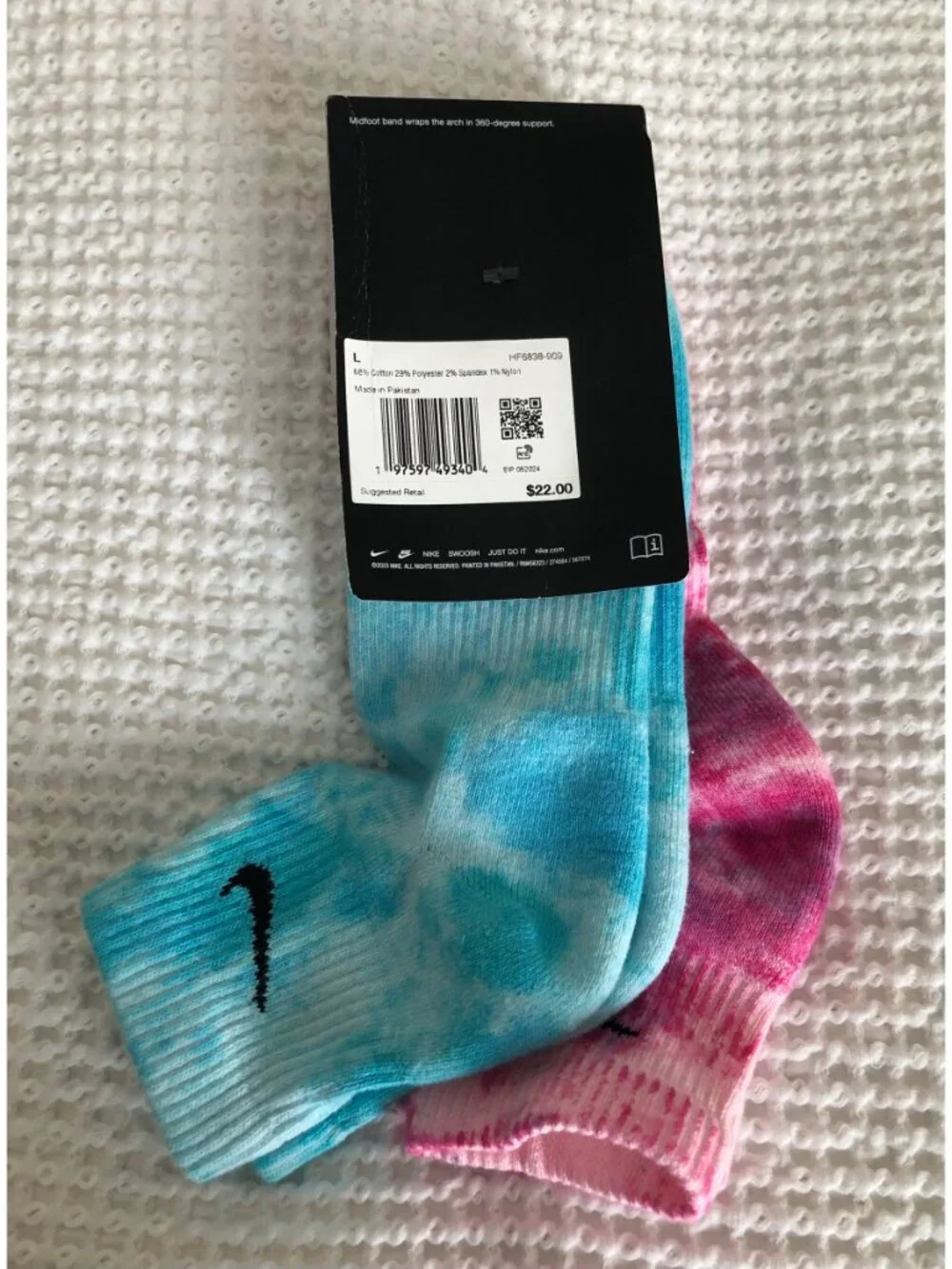 Nike Everyday Plus Cushioned Ankle Socks (2 Pairs, Pink and Blue) NWT